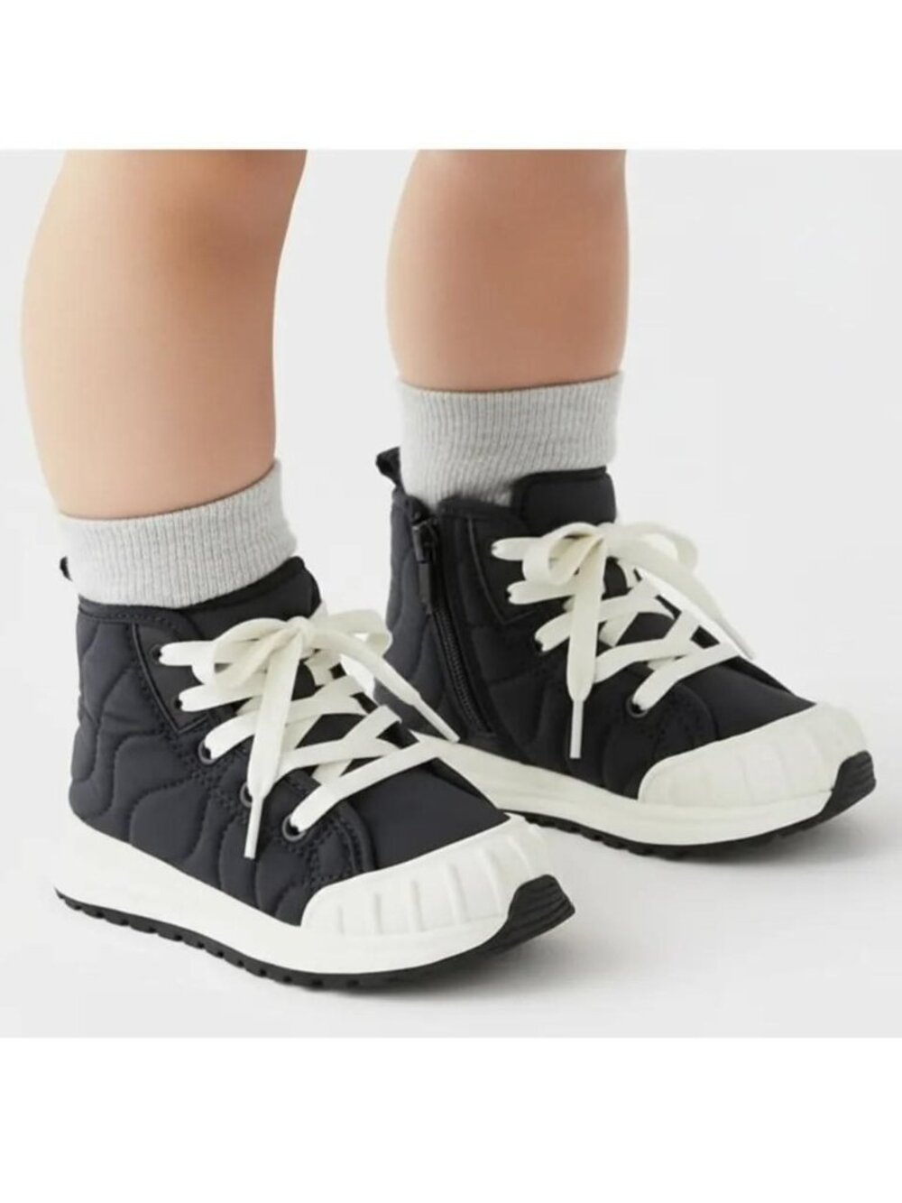 ZARA Toddler Unisex Kids Black Quilted High Top Shoes Size EUR 21/ US 5.5T